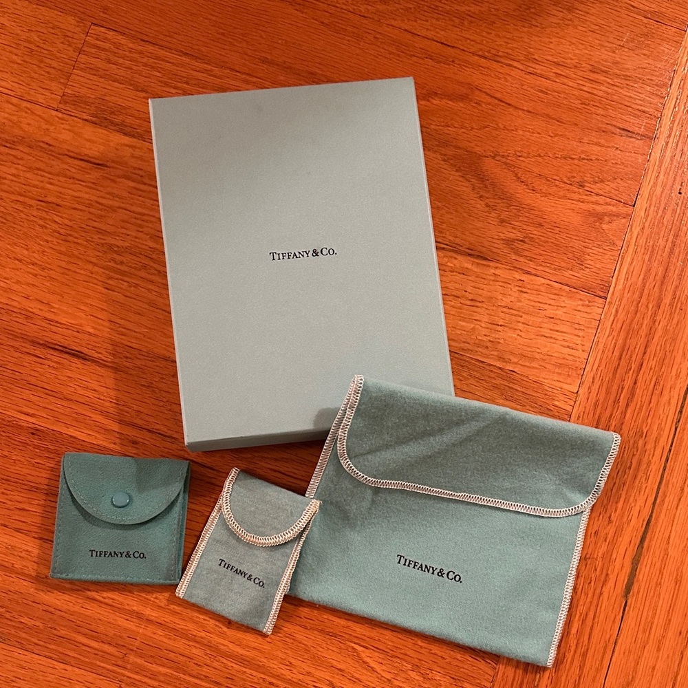 Tiffany & Co. Blue Pouches and Box Set